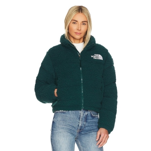 New The North Face Nuptse Sherpa Jacket Puffer High Pile Fleece Green - Picture 14 of 15